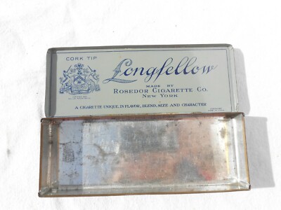 1927 Longfellow Egyptiennes Elegants Cork Tip Rosedor Cigarette Tin New York G1