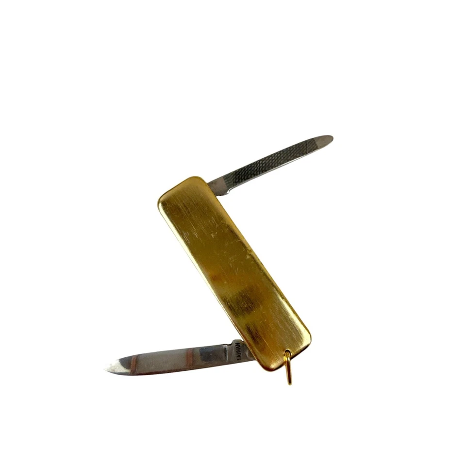 Navaja de Bolsillo Arnex Vintage Tono Dorado 2 Hojas Plegable Acero Inoxidable Herramienta Foto 3 de 4