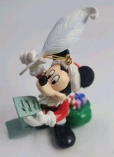 Vtg Disney Mickey Mouse Santa Checking Christas List Ornament 3.5"