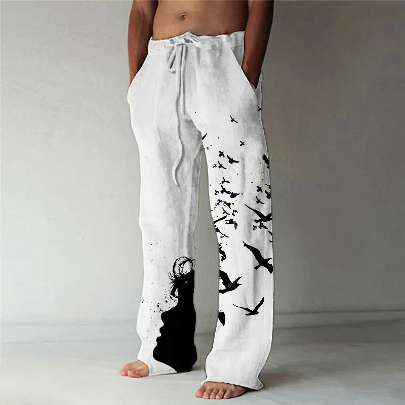 Mens Harem Pants Casual Cotton Linen Baggy Loose Oversized Yoga Hippy Trousers
