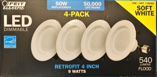 Lot of 6 4PK (24 Lights) FEIT Electric LED Retrofit 4" - Picture 2 of 6