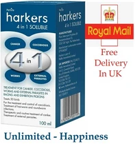 Harkers 4 in 1 Soluble 100ml Pigeon Bird Mite Treatment Canker Coccidiosis Worm