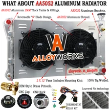 3 Row Radiator Shroud Fan Kits For 1988-97 Chevy GMC C1500 C2500 Pickup 5.0/5.7L