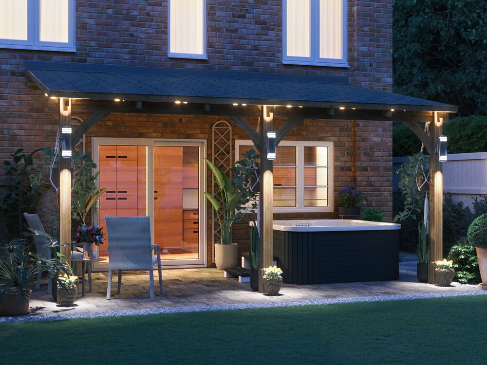 Lean To Wooden Gazebo Canopy Kit Patio Garden Shelter Car Port