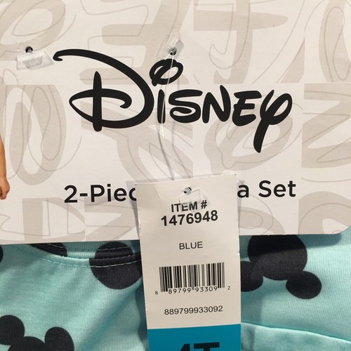 Disney New Girl's Size 4T 2 Piece Pajama Set Flame Resistant Sleepwear Mickey - Picture 2 of 12