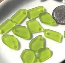 Flat Free Formed "MINI" Pendant Bead Mix, Olive Green w/Matte Finish, 6 Pcs