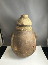 Antique Carved African Milk Container Wooden