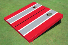 Gray And Red Matching Long Stripe Set