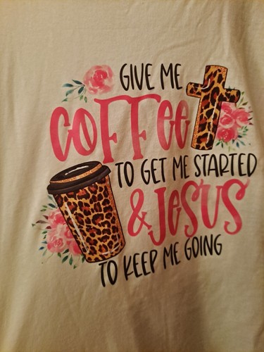 Damen weißes Vinyl Kaffee & Jesus T-Shirt - Bild 2 von 2