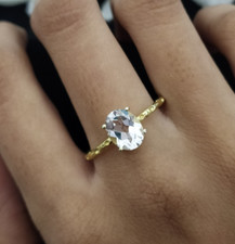 Crystal Quartz Oval Statement band Ring 925 Sterling Silver Everyday Ring Gift