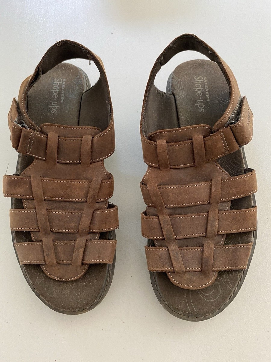 Sketchers Sandals Shape Ups Fisherman Brown Leather Walking  display picture 2