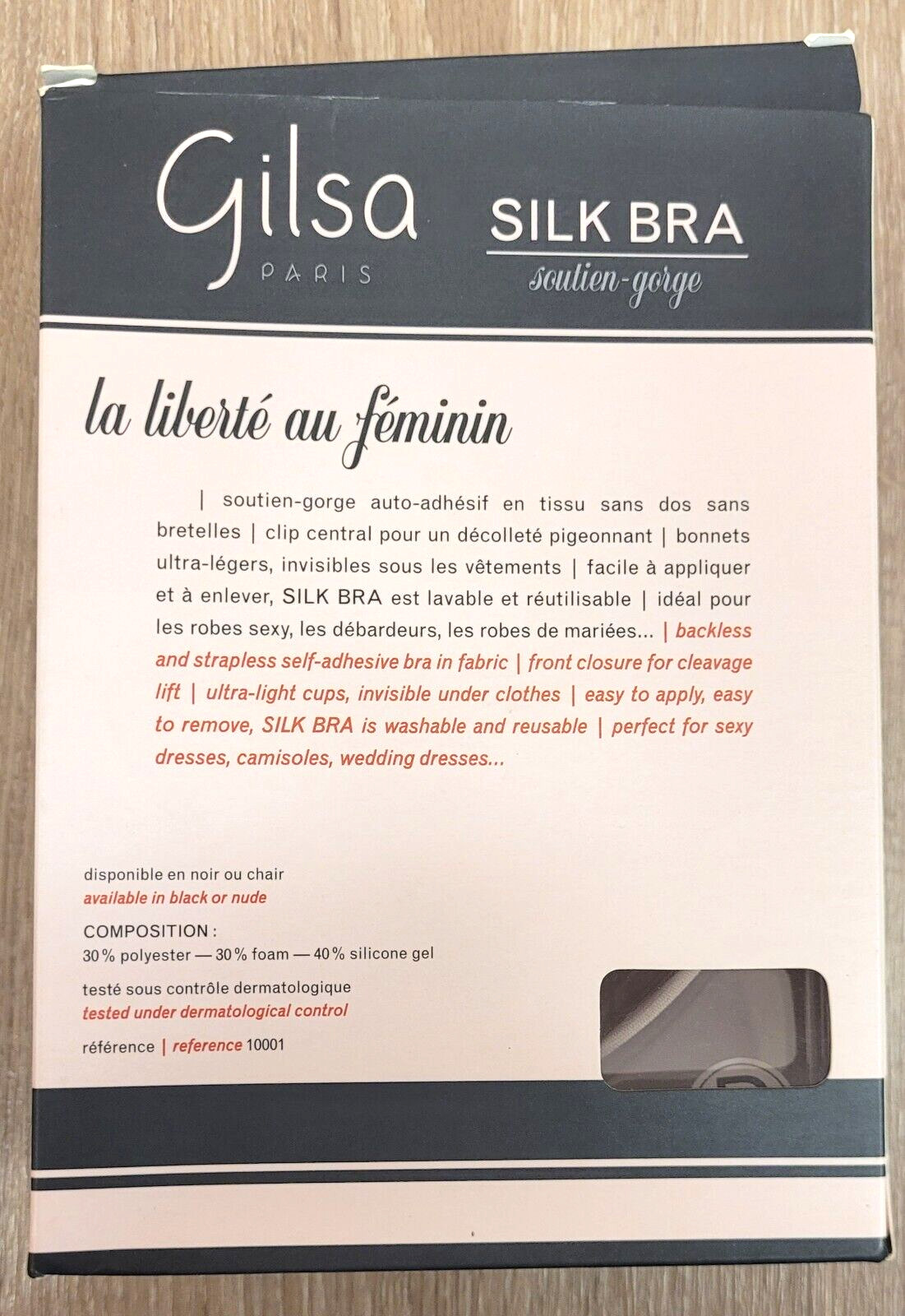 GILSA Silk Bra Self-Adhesive D Cup Nude Reusable Cleavage Lift New in Box image 2