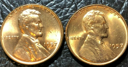 1957P and 1957D Red Choice/Gem BU Wheat Cent 2 coins from Original Rolls