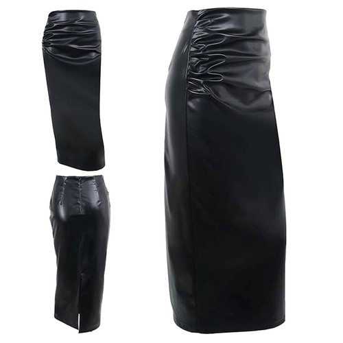 Womens Pencil Skirt Fashion Bodycon Stretchy Midi Skirts Ruched Streetwear Soft
