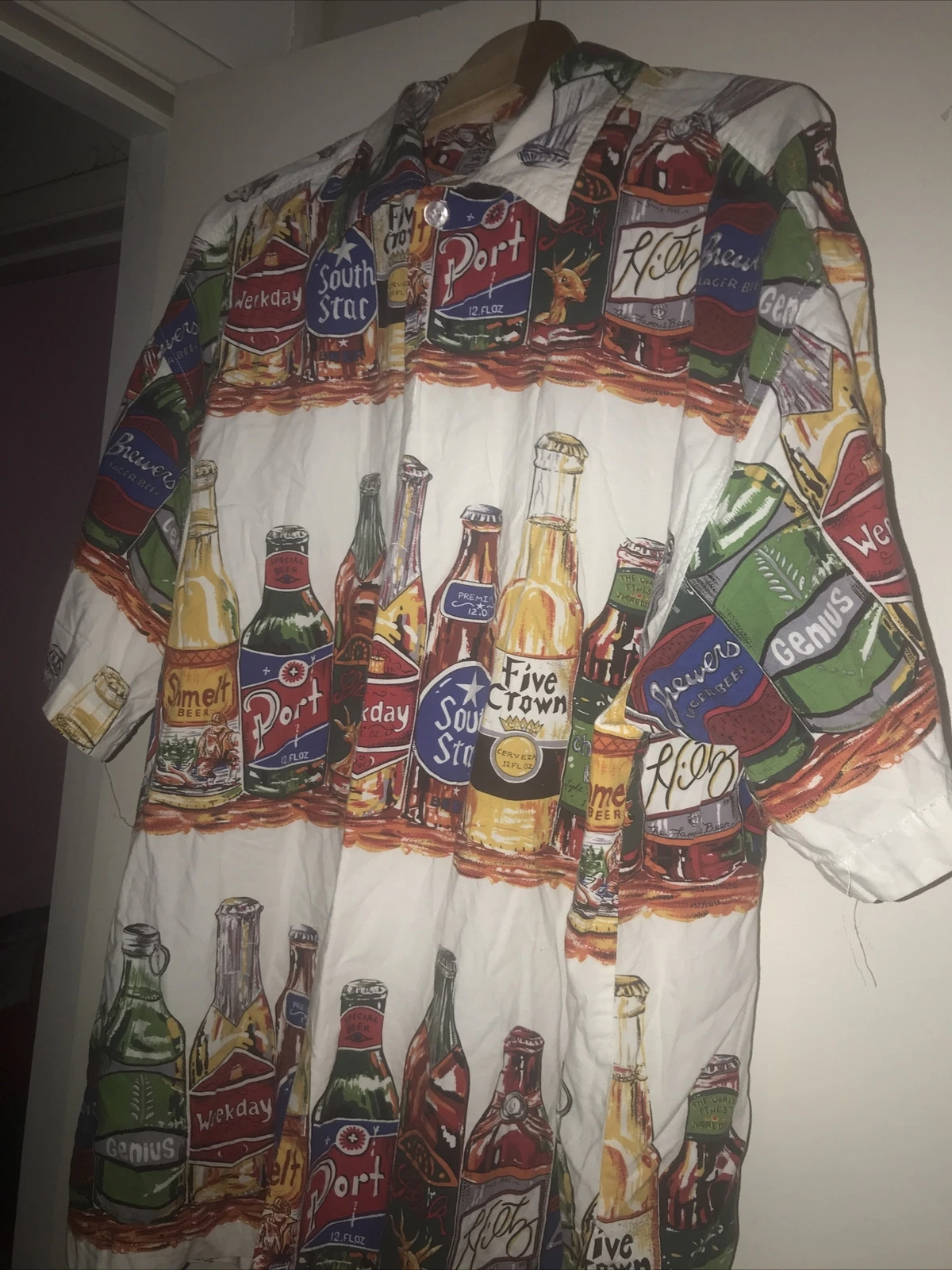 Fivecrown Beer All Over Print hawaiian Camp Beach Bar Men 2xl Ale Pub Shirt