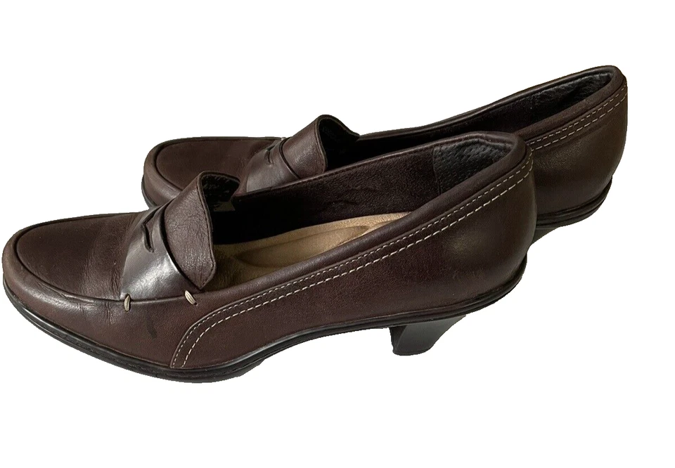 Softwalk Shoes Brown Leather Slip On Penny Loafer Heel Pump Dress Size 6.5M - Image 2 of 4