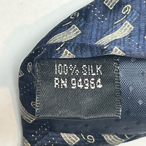 Stanley Blacker Mens Tie 100% Silk Geometric Navy Blue Silver Handmade Necktie - Picture 11 of 14