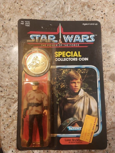Vintage Star Wars Power Of The Force Carded Figure MOC - Luke Skywalker Poncho