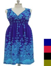 Womens Plus 1X,2X,3X Paisley Print Sleeveless Empire Waist Maxi Dress 4 Colors