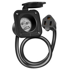 15 Amp 125V AC Power Inlet Port Plug with Integrated 18" Extension Cord, NEMA...