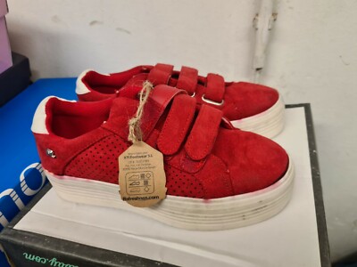  Plattform Sneaker Halbschuhe Laufschuhe Stylisch Rot Gr. 37 EU Wildlederschuhe