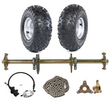 32" Go Kart Rear Axle Hub Kit 428 Sprocket 6" Wheels Brake For ATV Quad Trike