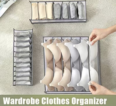 Organize Box Foldable Drawer Divider Closet Storage Set  1Bra & 2 Underwear/Sock