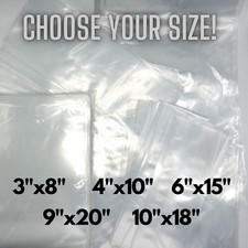 Flat Poly Bags Open Top 2 mil 3 mil Plastic Transport Bag 3" 4" 6" 8" Fish CLEAR