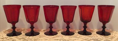 6 Antique Ruby By Bryce 5  Amberina Wine Glasses Perfect 