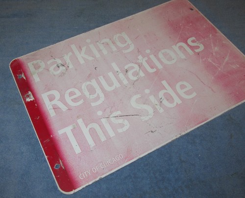 Vtg/Used PARKING REGULATIONS THIS SIDE Aluminum 18 x 12 Chicago Street Sign S564 - Picture 9 of 10