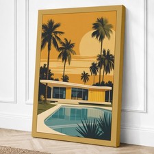 Midcentury Pool House Mid-Century Canvas Print Wall Art Home Decor Ready to Hang