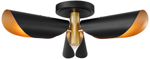 Possini Euro Finn 18" Wide 3-Light Black Gold Modern Ceiling Light - Picture 2 of 9