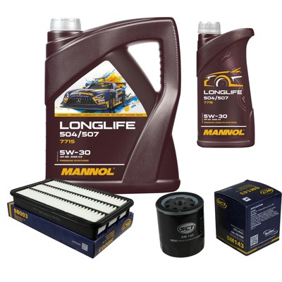 SCT Inspektionspaket 6L MANNOL Longlife 504/507 5W-30 für Toyota Picnic 2.0 16V