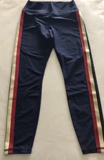 Spiritual Gangster Leggings Womens Large Blue w/ Stripes Nylon Spandex Leggings