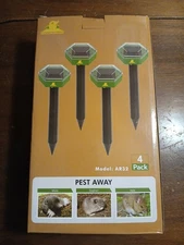 4 Pack Model AR32 Ultrasonic Solar Powered Mole Gopher Vole  Animal Repellent 
