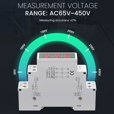 3 Phase AC Voltmeter Din Rail Mount LCD Digital Display Voltage Meter Electric