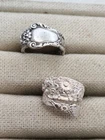 Lot of 2 Vintage Sterling Silver Spoon Rings Alvin Repousse & Gorham
