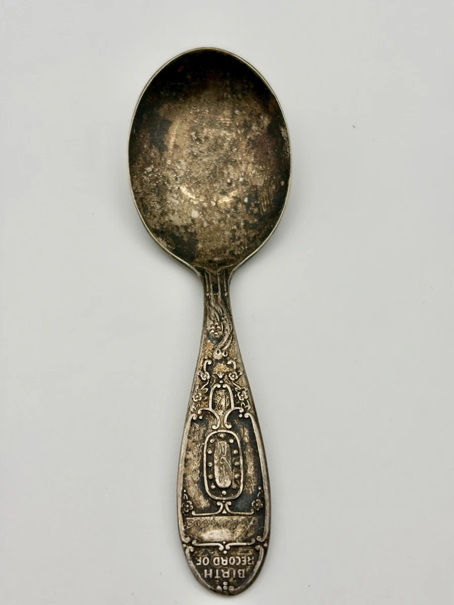 Birth Record Spoon In Antique Us Silver-Plated Flatware for sale