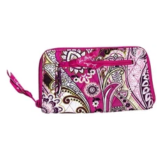 Vera Bradley Wallet Very Berry Paisley Zip Around Outside Coin Purse Pocket