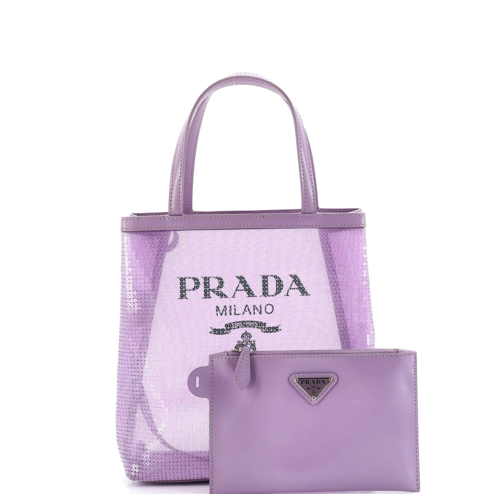 Prada Logo Open Tote Sequined Mesh Small thumbnail 2