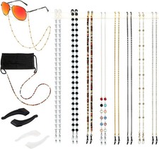 Damanse Eyeglass Chain,8 Pcs Beaded Eye Glasses Strap Holders around Neck For Wo