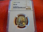 1941-D Washington Silver Quarter, NGC MS66
