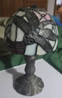 Tiffany Style Stained Glass Dragonfly Tea Light Lamp 9"