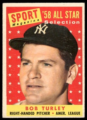 1958 Topps #493 Bob Turley New York Yankees VGEX 070321