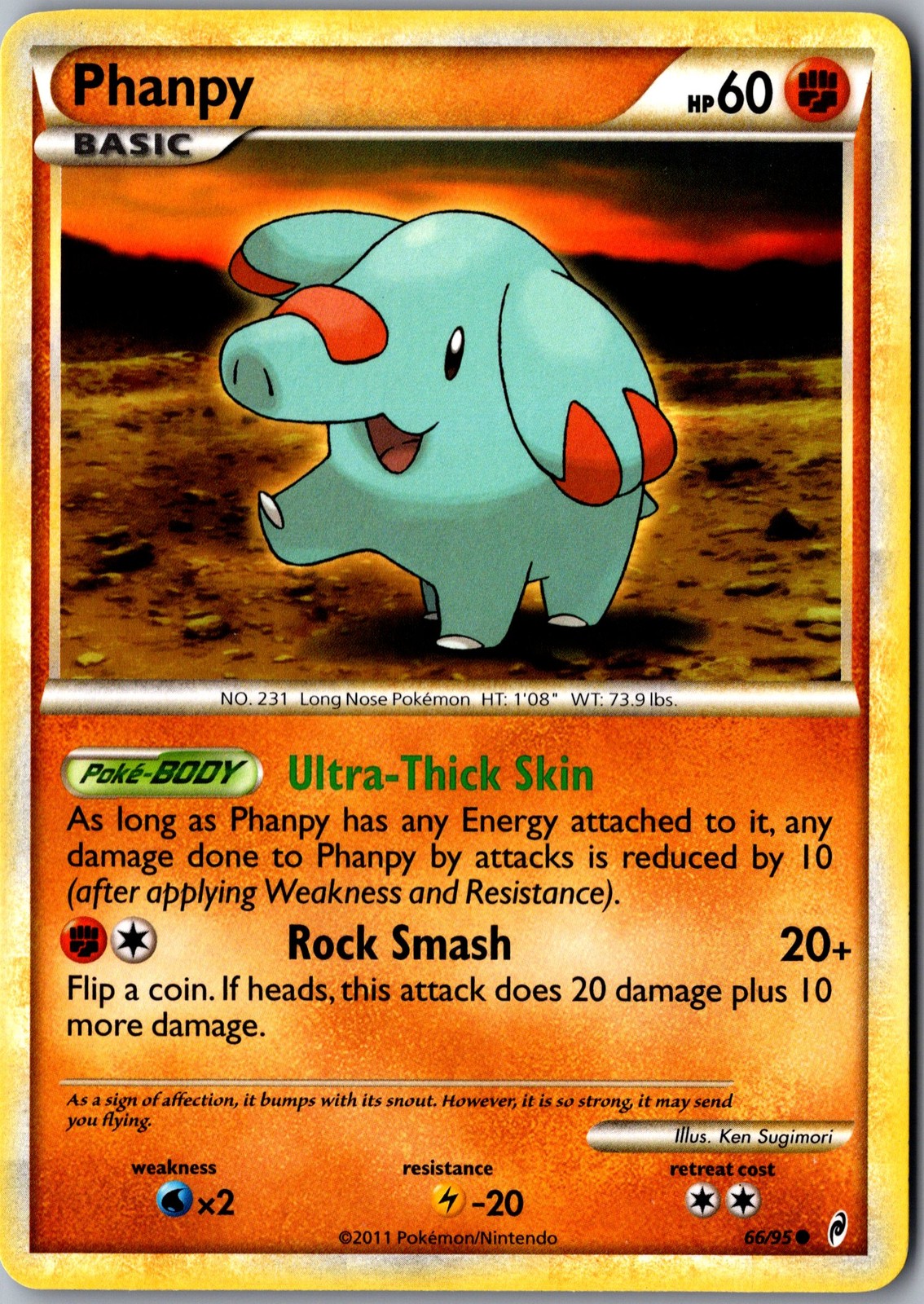 Phanpy 66/95 Common Call of Legends Lightly Played Pokemon Card TCG Single