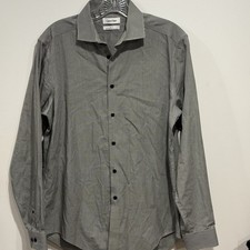 Calvin Klein Dress Shirt Mens 15.5 32/33 Slim Fit Performance Non-Iron Gingham