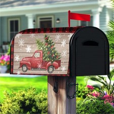 Christmas Trees on Red Magnetic Mailbox Covers for Garden Outdoor Decorative