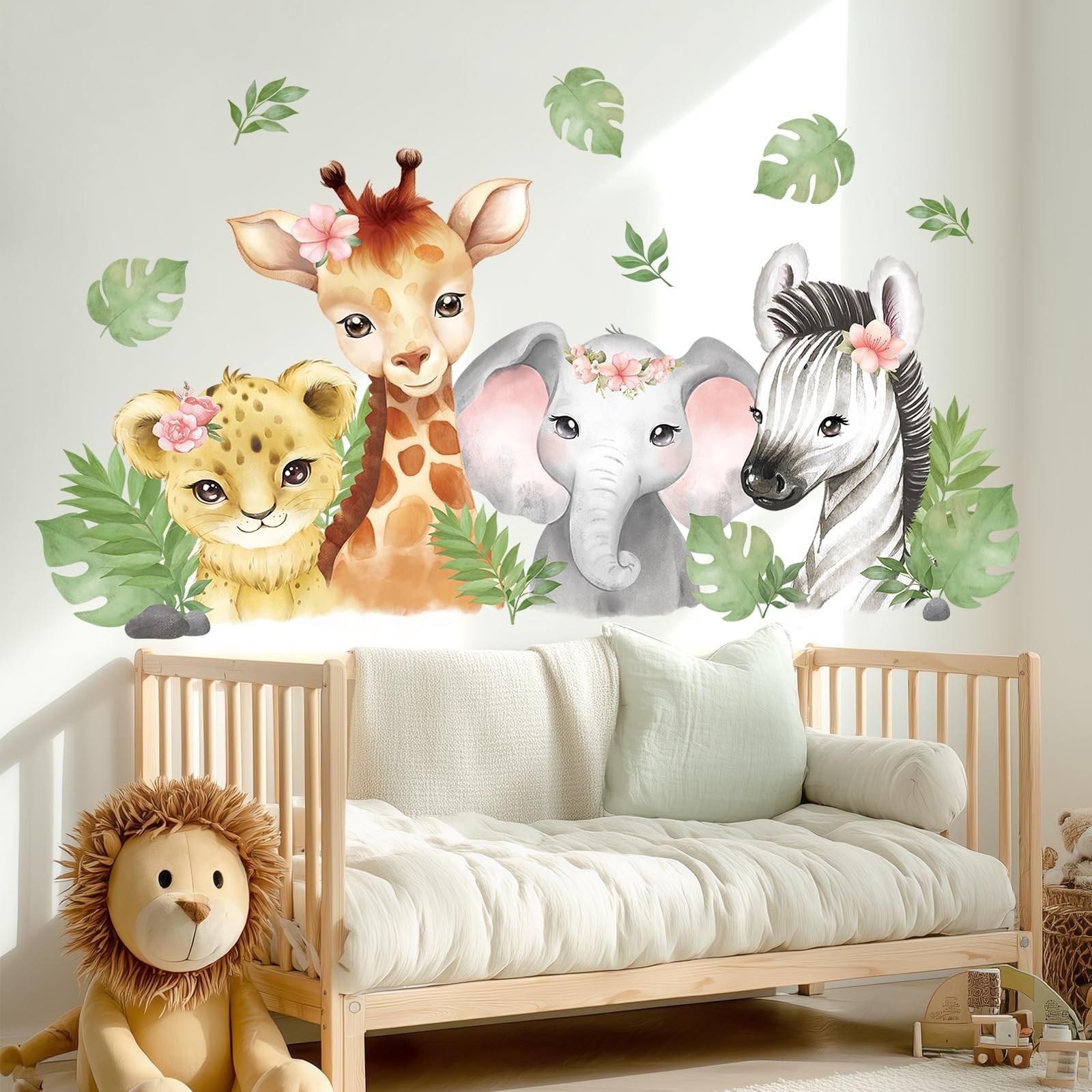 Stickers muraux aquarelles animaux de la jungle SG2-2410 multicolores pour chambre bébé