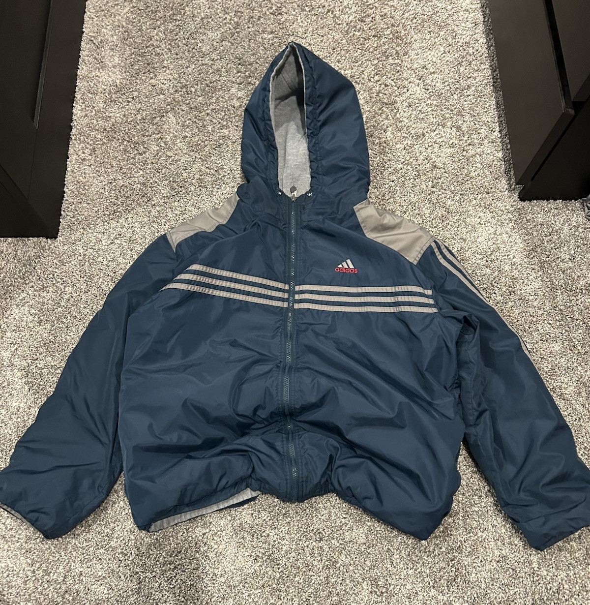 VNG Adidas Reversible Winter Jacket Men's Size M Blue Grey Y2K