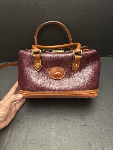 Dooney Bourke Maroon Brown Vintage Doctor Bag Satchel AWL Leather Crossbody - Picture 2 of 14